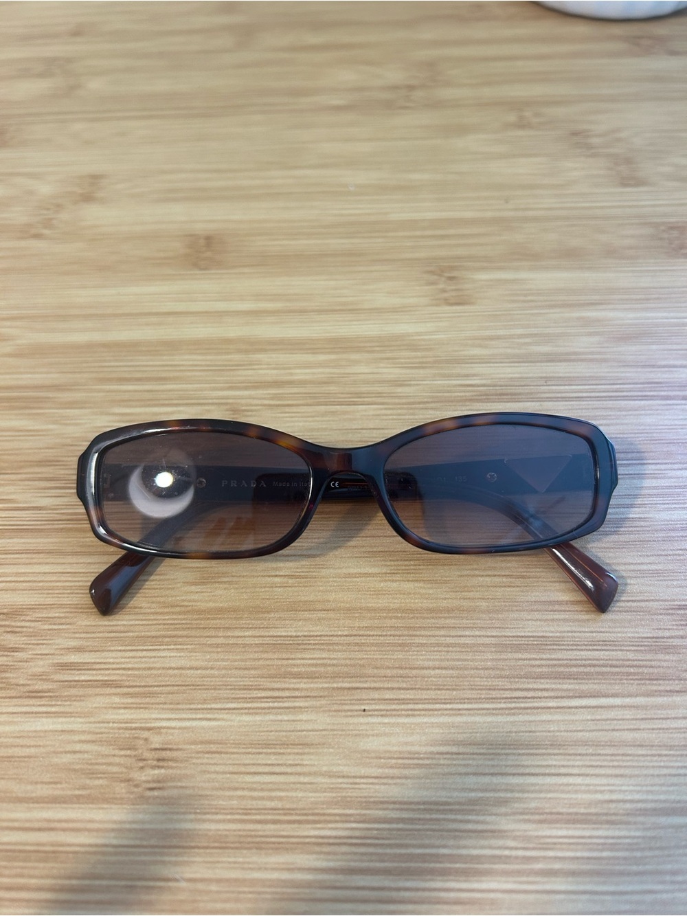 Authentic Prada VPR 10N Tortoise Brown Rectangle Sunglasses